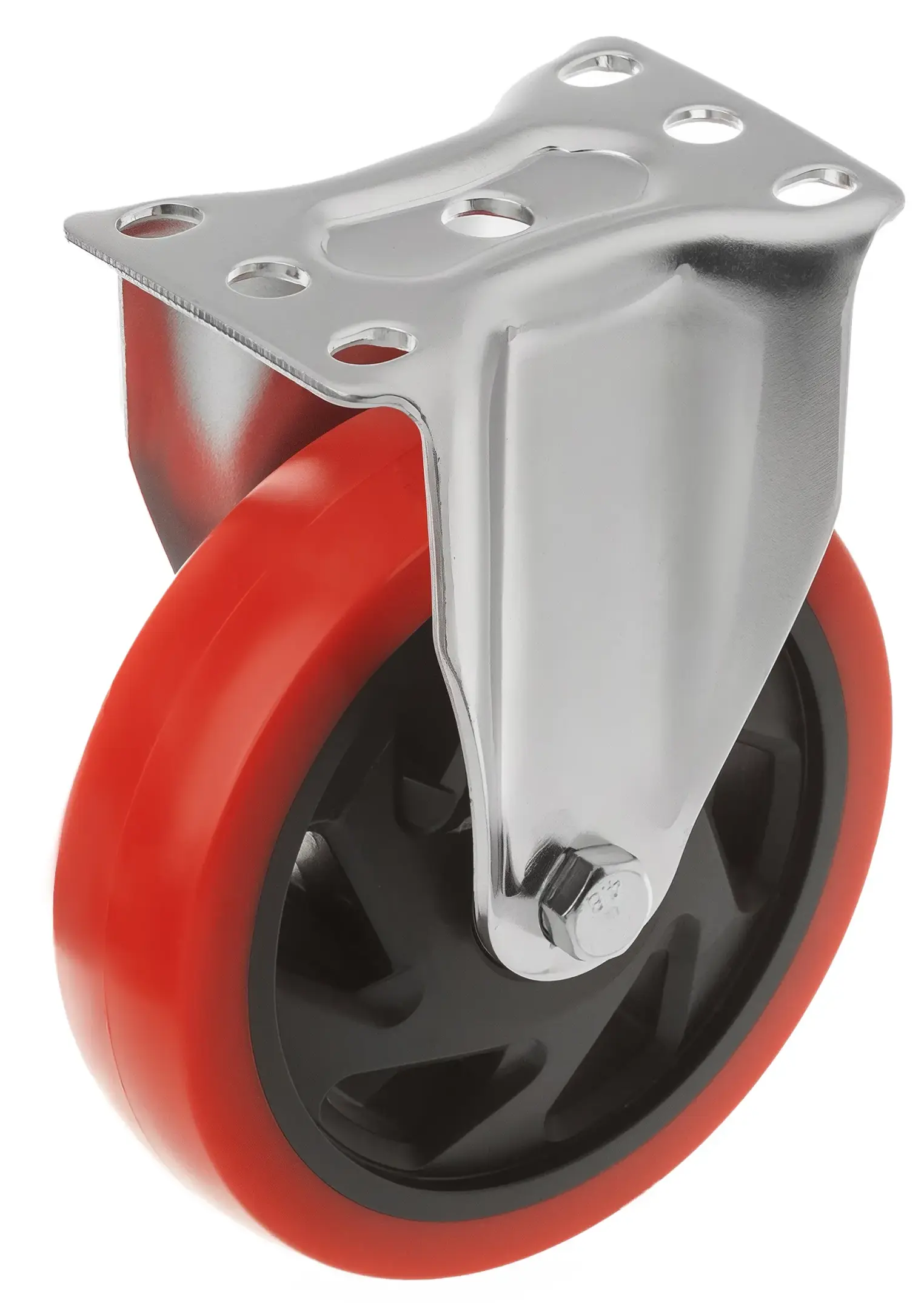 Полипропиленовое красное колесо 125 мм (неповоротная площадка, двойной шарикоподшипник) - 330125F